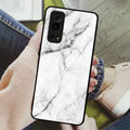 White Marble Patter Glass Case Cover For iQOO - ShopOnCliQ