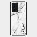 White Marble Patter Glass Case Cover For Iqoo Z5 5G