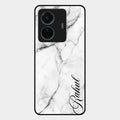 White Marble Patter Glass Case Cover For Iqoo Z6 Pro 5G