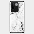 White Marble Patter Glass Case Cover For Iqoo Z7 Pro 5G