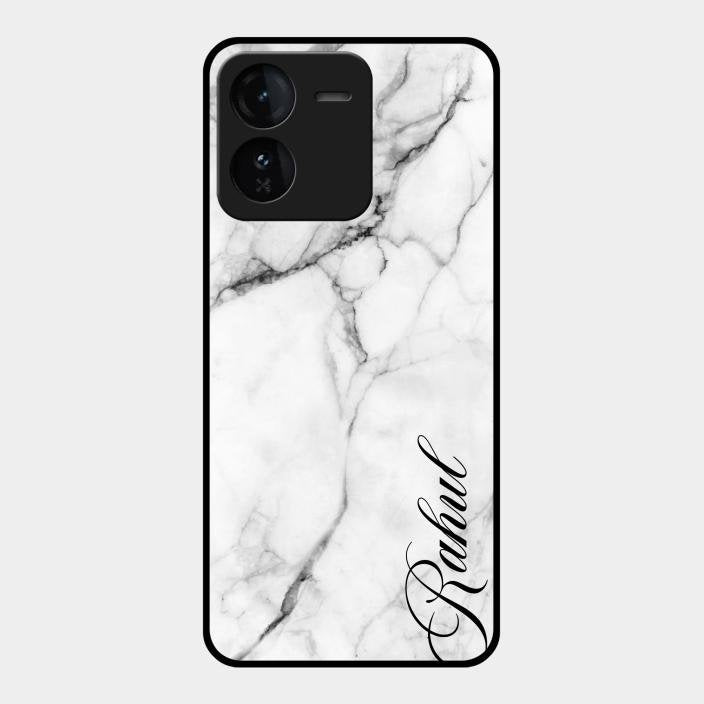 White Marble Patter Glass Case Cover For Iqoo Z9 5G