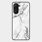 White Marble Patter Glass Case Cover For Iqoo Z9 Lite 5G