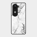 White Marble Patter Glass Case Cover For Iqoo Z9S 5G