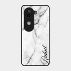 White Marble Patter Glass Case Cover For Iqoo Z9S 5G