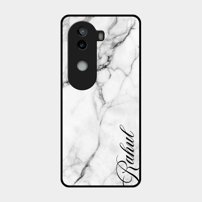 White Marble Patter Glass Case Cover For Iqoo Z9S 5G