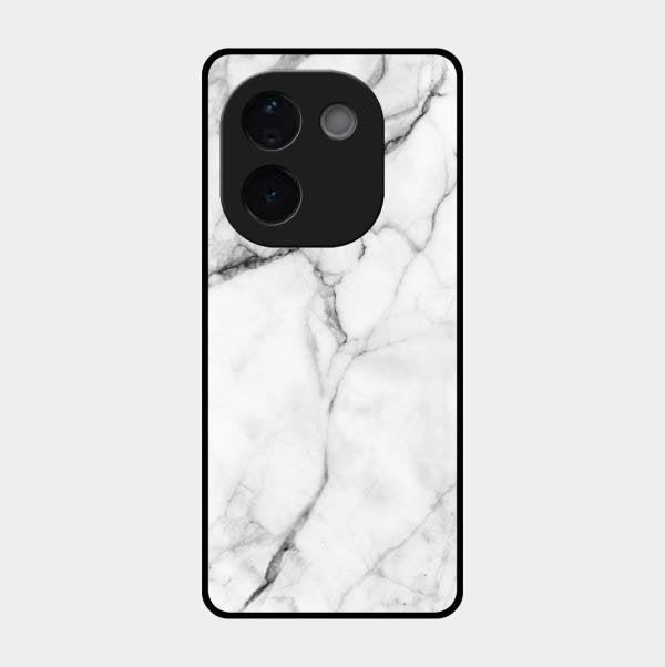 White Marble Patter Glass Case Cover For Iqoo Z9S Pro 5G