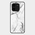White Marble Patter Glass Case Cover For Iqoo Z9X 5G