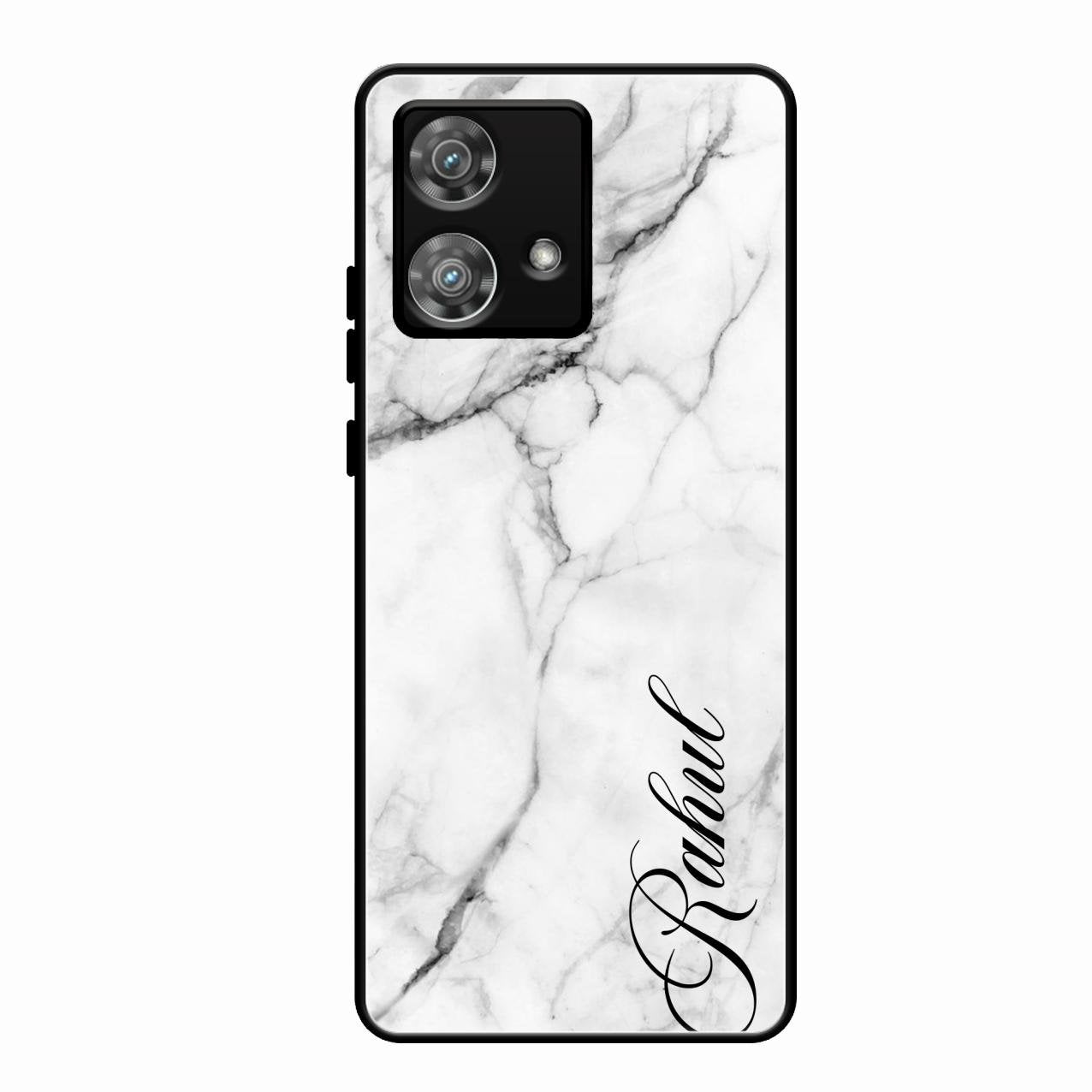 White Marble Patter Glass Case Cover For Motorola Edge 40 5G