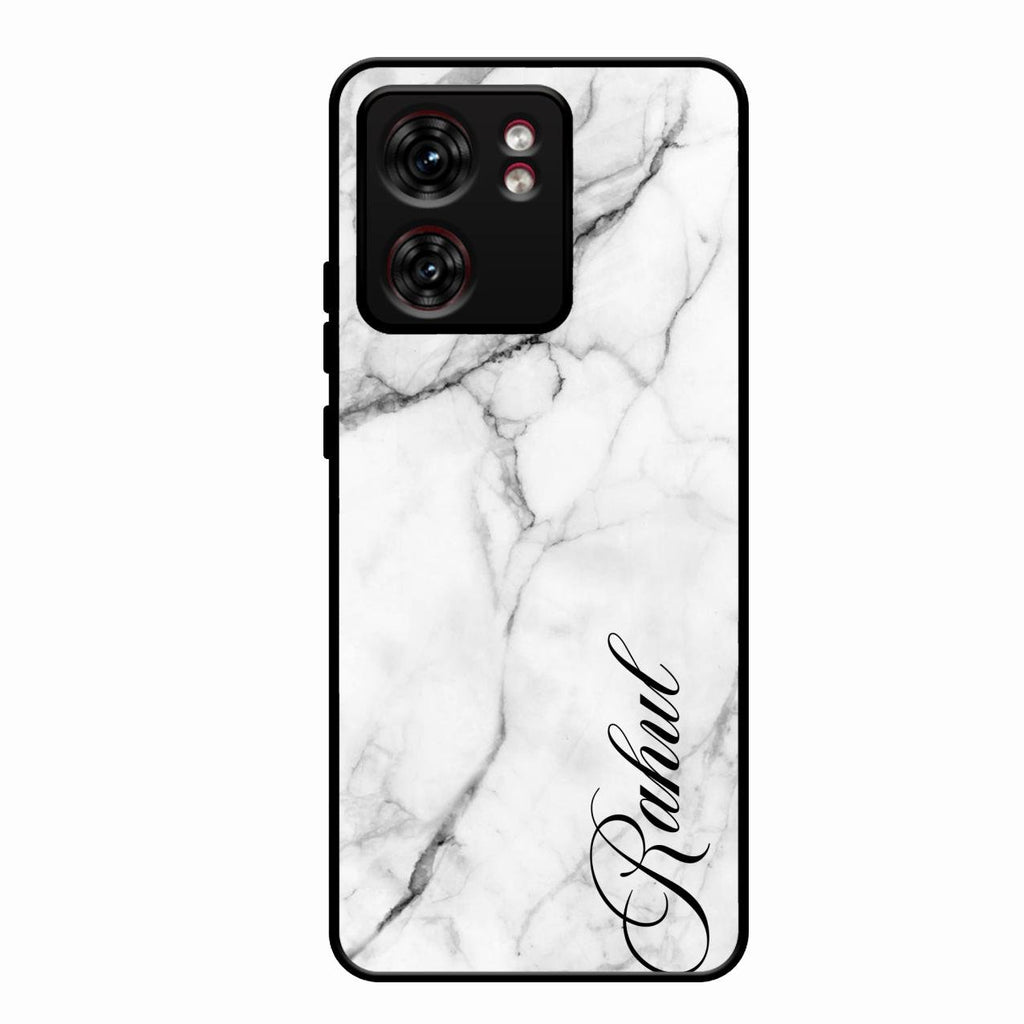White Marble Patter Glass Case Cover For Motorola Edge 40