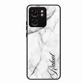 White Marble Patter Glass Case Cover For Motorola Edge 40
