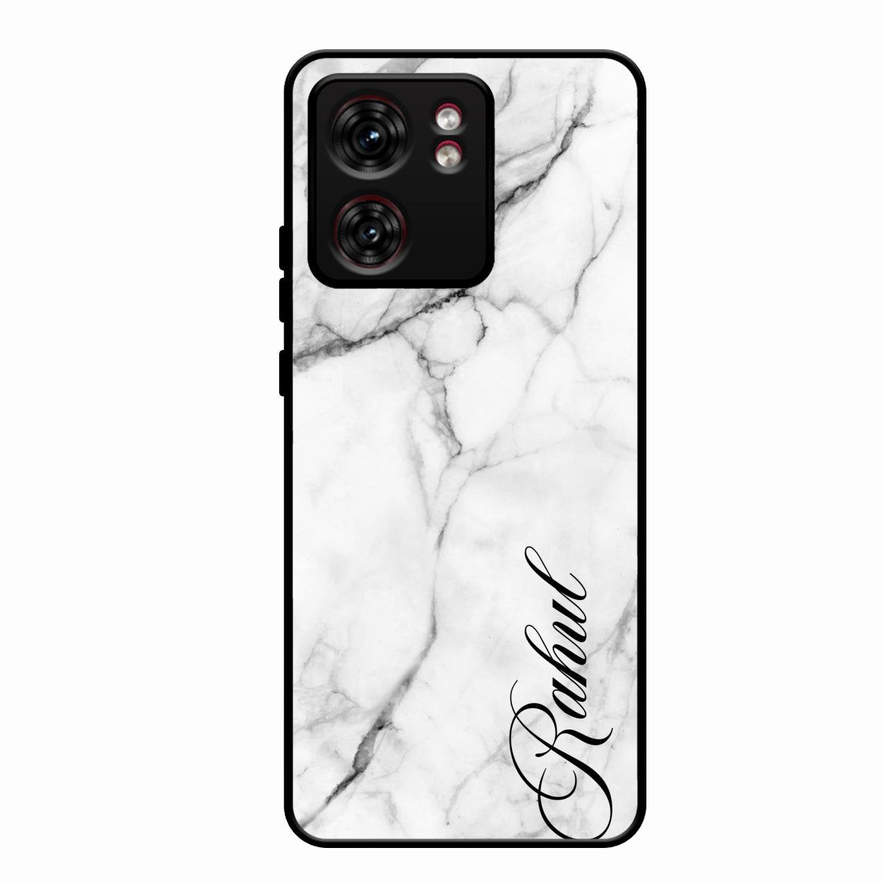 White Marble Patter Glass Case Cover For Motorola Edge 40