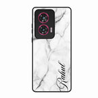 White Marble Patter Glass Case Cover For Motorola Edge 50 Fusion 5G