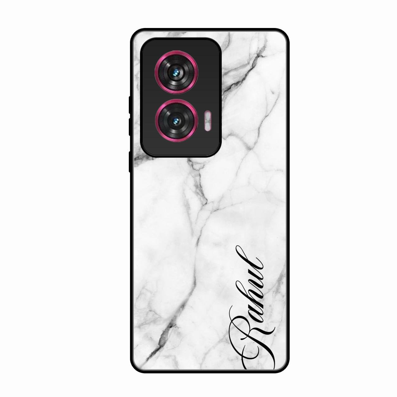 White Marble Patter Glass Case Cover For Motorola Edge 50 Fusion 5G