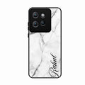 White Marble Patter Glass Case Cover For Motorola Edge 50 Neo
