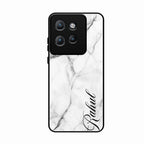 White Marble Patter Glass Case Cover For Motorola Edge 50 Neo
