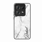White Marble Patter Glass Case Cover For Motorola Edge 50 Pro