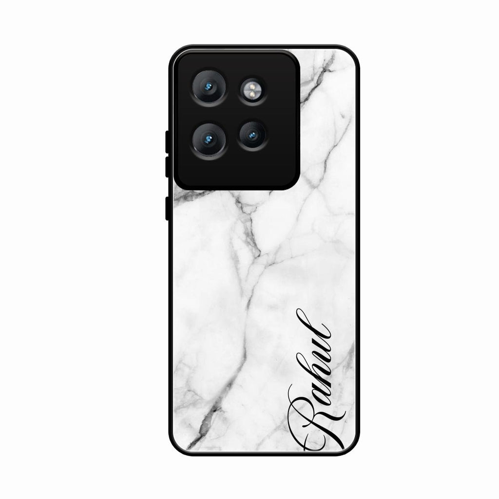 White Marble Patter Glass Case Cover For Motorola Edge 50