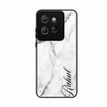 White Marble Patter Glass Case Cover For Motorola Edge 50