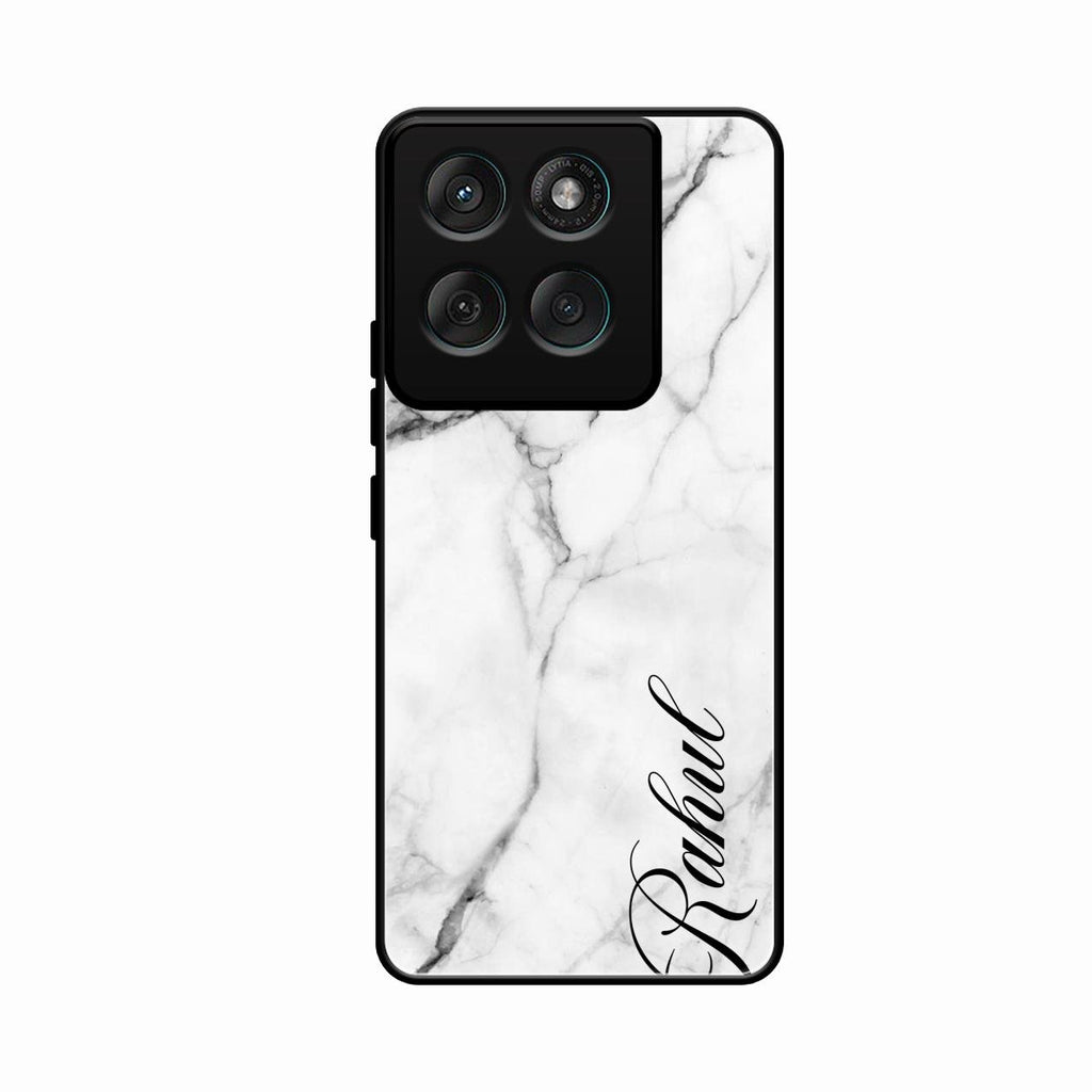White Marble Patter Glass Case Cover For Motorola Edge 60 Fusion 5G