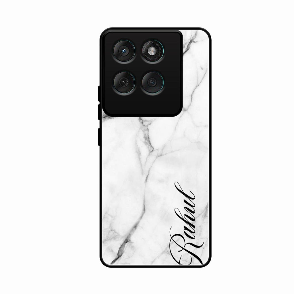 White Marble Patter Glass Case Cover For Motorola Edge 60 Pro 5G