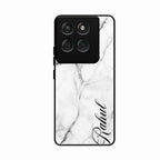 White Marble Patter Glass Case Cover For Motorola Edge 60 Pro 5G