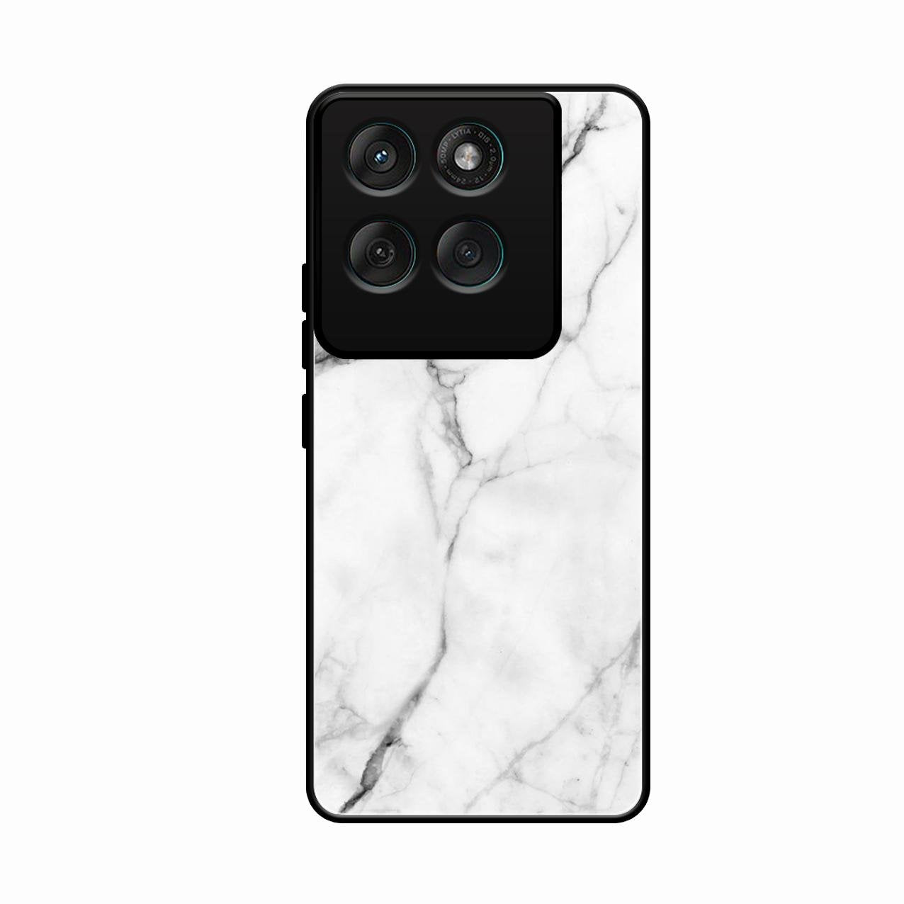 White Marble Patter Glass Case Cover For Motorola Edge 60 Pro 5G