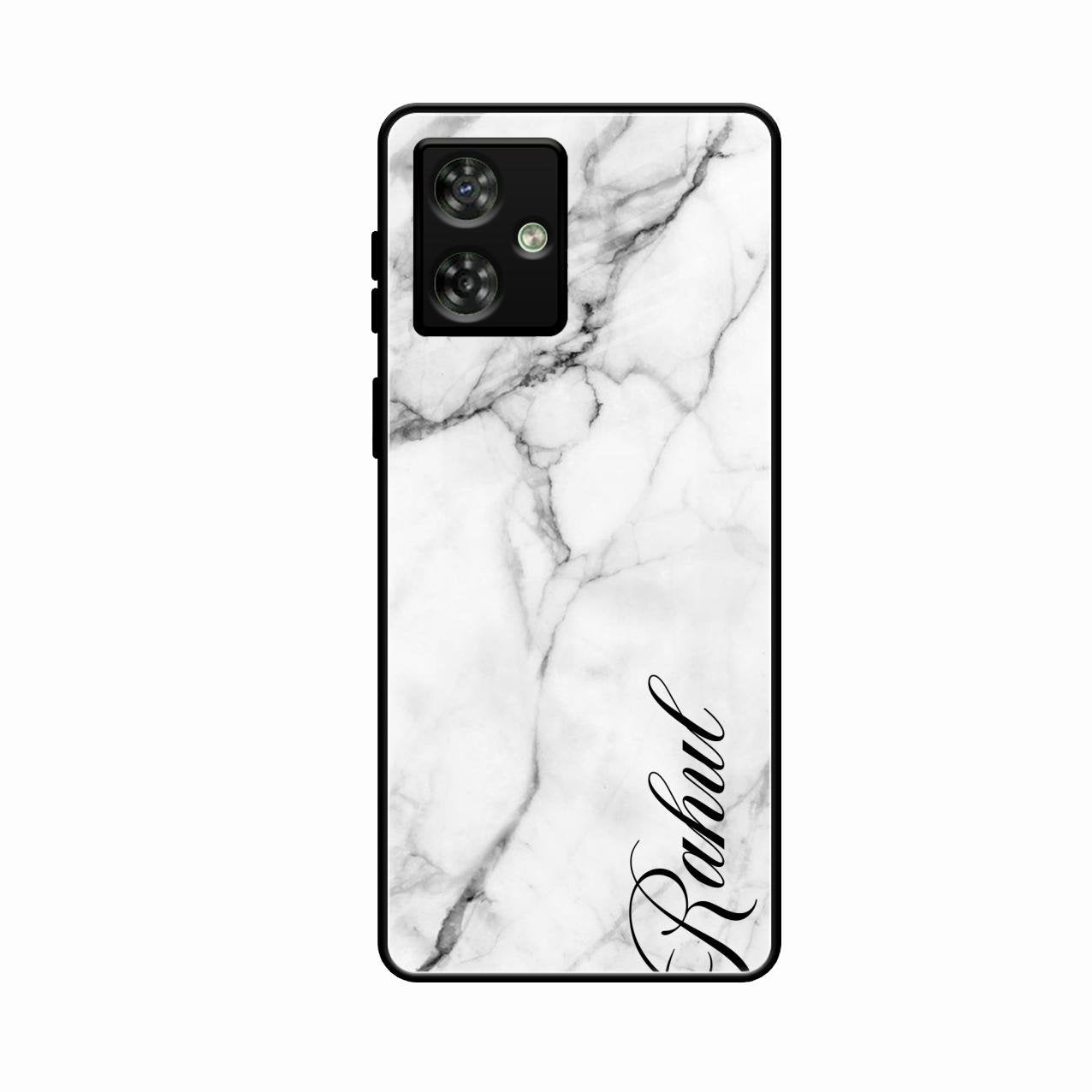 White Marble Patter Glass Case Cover For Motorola G54 5G