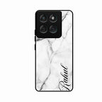 White Marble Patter Glass Case Cover For Motorola G57 Power 5G