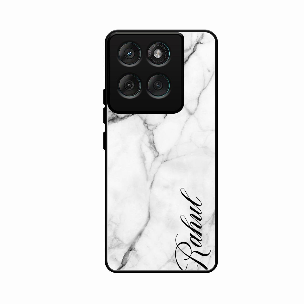 White Marble Patter Glass Case Cover For Motorola G67 Power 5G