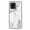 White Marble Patter Glass Case Cover For Motorola g84 5G