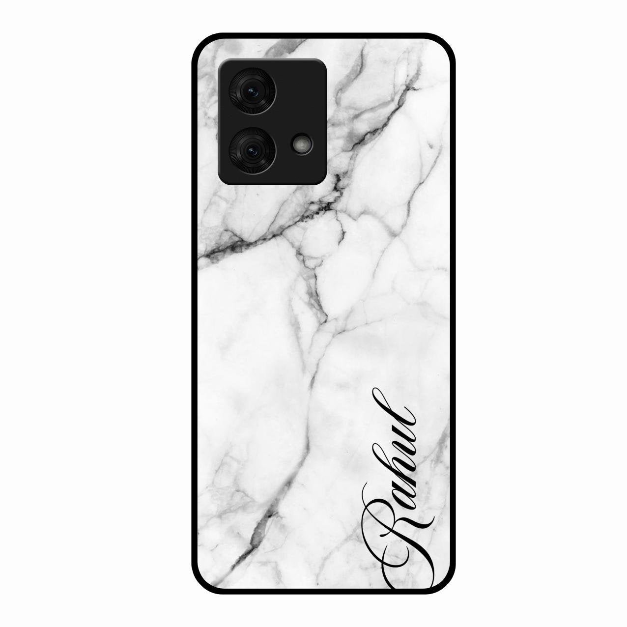 White Marble Patter Glass Case Cover For Motorola g84 5G