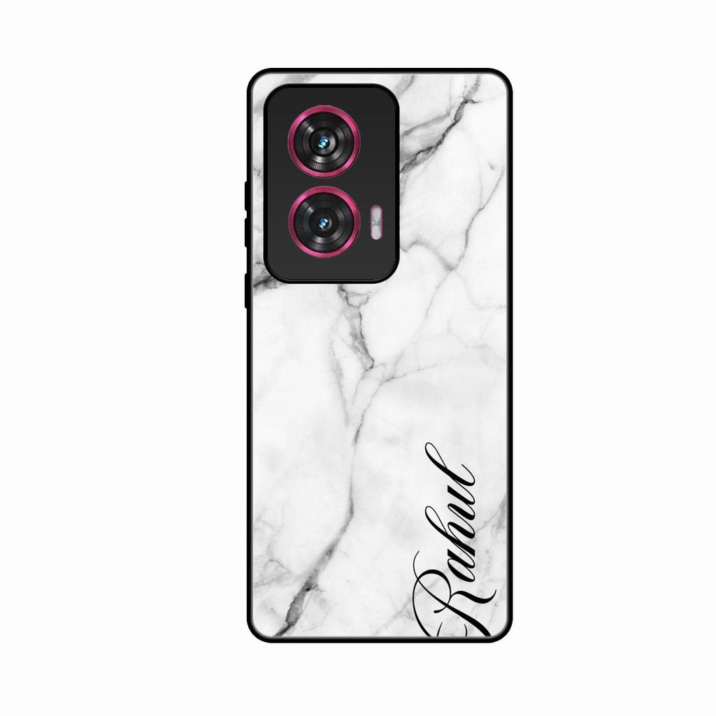 White Marble Patter Glass Case Cover For Motorola G96 5G