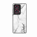 White Marble Patter Glass Case Cover For Motorola G96 5G