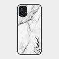 White Marble Patter Glass Case Cover For Nothing Phone 1
