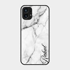 White Marble Patter Glass Case Cover For Nothing Phone 1