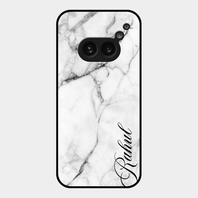 White Marble Patter Glass Case Cover For Nothing Phone 2A 5G