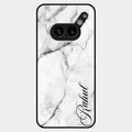 White Marble Patter Glass Case Cover For Nothing Phone 2A Plus