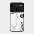 White Marble Patter Glass Case Cover For Nothing Phone 3 5G