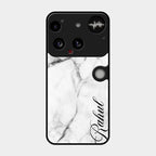 White Marble Patter Glass Case Cover For Nothing Phone 3 5G