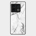 White Marble Patter Glass Case Cover For Oneplus 10 Pro 5G