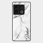 White Marble Patter Glass Case Cover For Oneplus 10 Pro 5G
