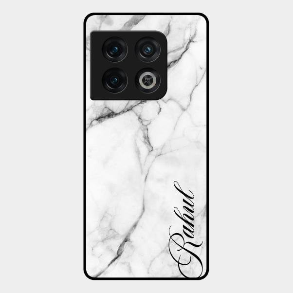 White Marble Patter Glass Case Cover For Oneplus 10 Pro 5G