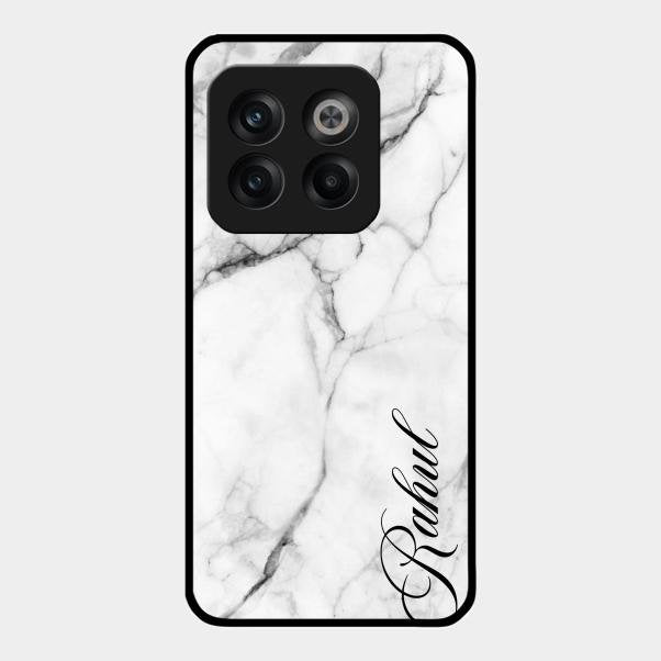 White Marble Patter Glass Case Cover For Oneplus 10T 5G