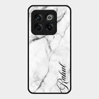 White Marble Patter Glass Case Cover For Oneplus 10T 5G