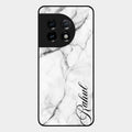 White Marble Patter Glass Case Cover For Oneplus 11 5G