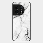 White Marble Patter Glass Case Cover For Oneplus 11 5G