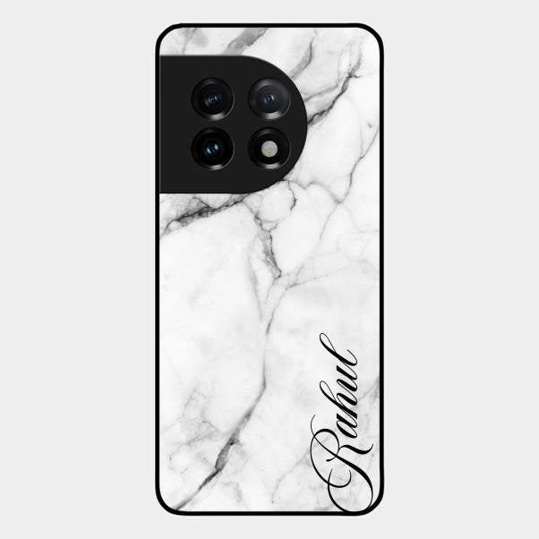 White Marble Patter Glass Case Cover For Oneplus 11 5G