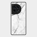 White Marble Patter Glass Case Cover For Oneplus 12R 5G