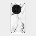 White Marble Patter Glass Case Cover For Oneplus 13 5G