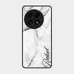 White Marble Patter Glass Case Cover For Oneplus 13 5G